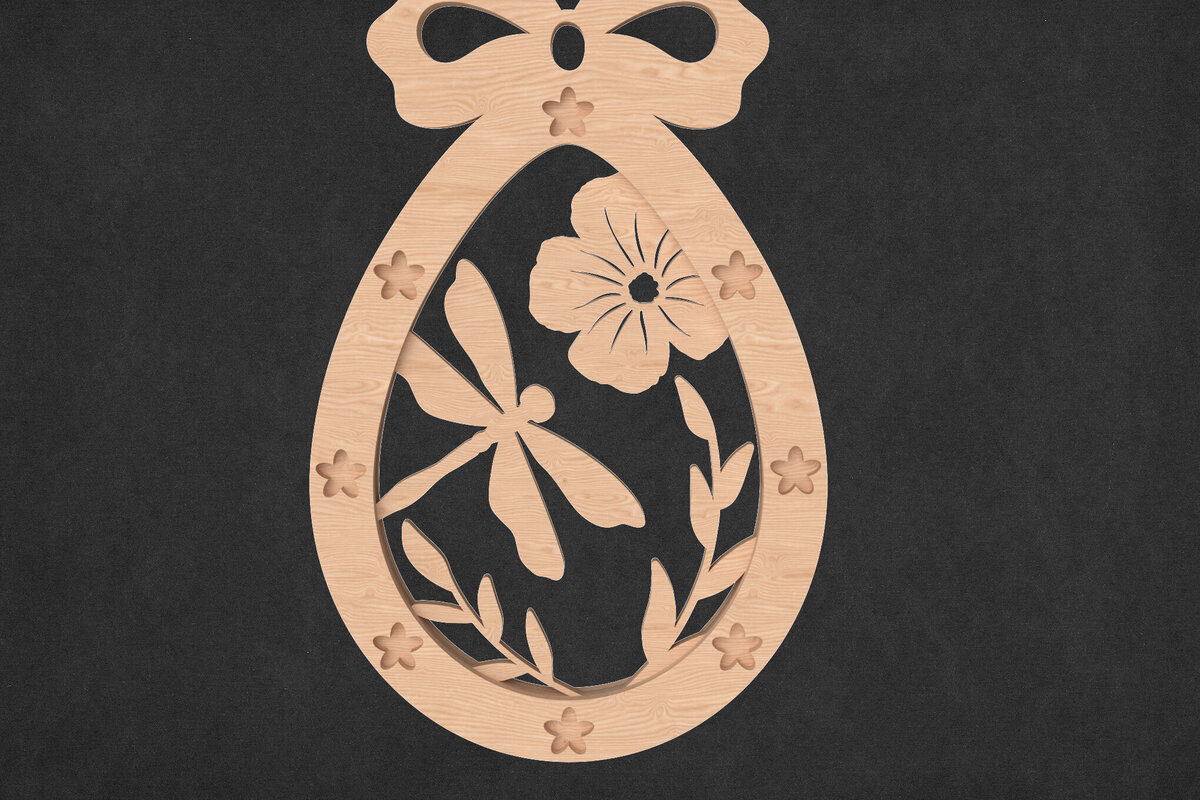 Intra απο ξύλο plywood 3mm-4mm πάχος -  Dragonfly &amp; Floral Πασχαλινό Αυγό Δίασταση 20x25 cm INTRAFABR-117890387