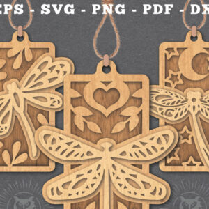 Intra απο ξύλο plywood 3mm-4mm πάχος - Δέσμη διακοσμήσεων με  Dragonfly Δίασταση 20x20 cm INTRAFABR-112131773