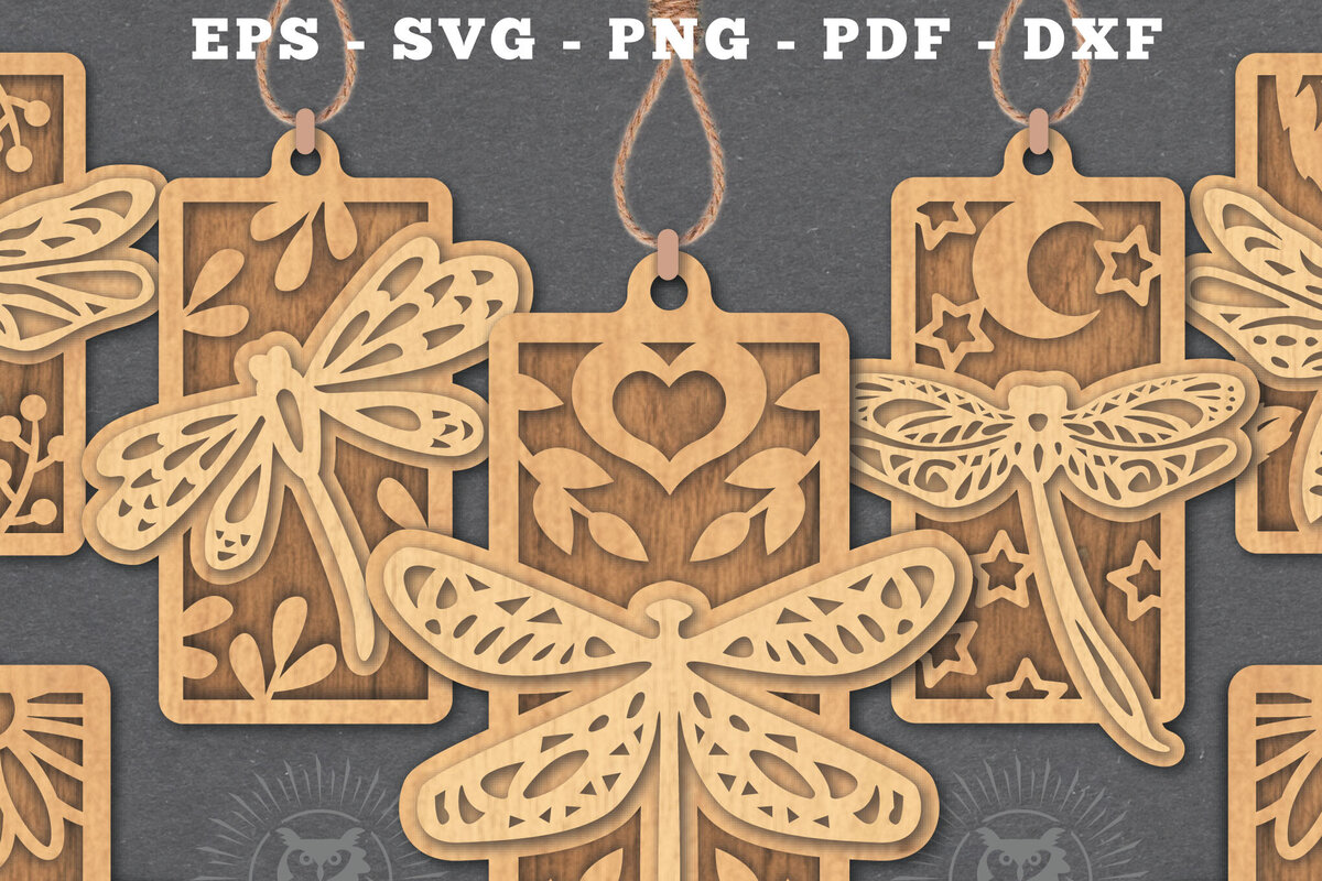 Intra απο ξύλο plywood 3mm-4mm πάχος - Δέσμη διακοσμήσεων με  Dragonfly Δίασταση 20x20 cm INTRAFABR-112131773