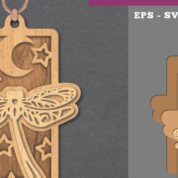 Intra απο ξύλο plywood 3mm-4mm πάχος - Στολίδι κοπής με λέιζερ Dragonfly  2 Δίασταση 6x6 cm INTRAFABR-112130857 - Image 1