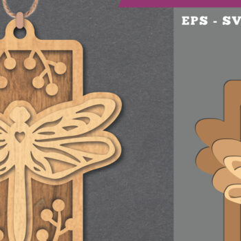 Intra απο ξύλο plywood 3mm-4mm πάχος - Στολίδι κοπής με λέιζερ Dragonfly  3 Δίασταση 6x6 cm INTRAFABR-112130873 - Image 1
