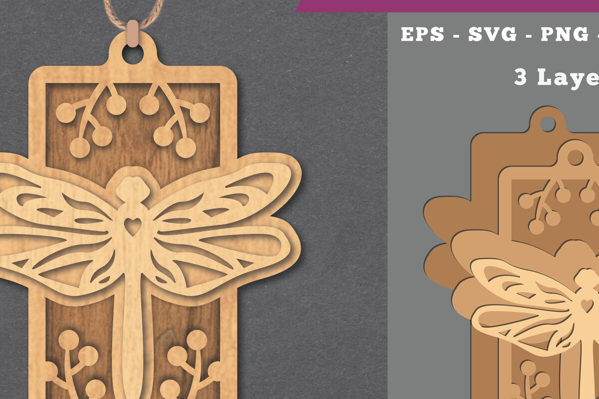 Intra απο ξύλο plywood 3mm-4mm πάχος - Στολίδι κοπής με λέιζερ Dragonfly  3 Δίασταση 6x6 cm INTRAFABR-112130873