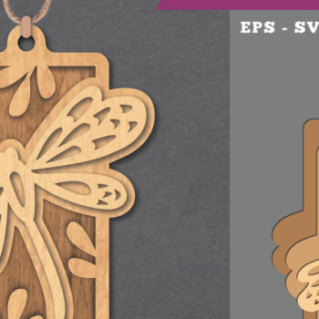 Intra απο ξύλο plywood 3mm-4mm πάχος - Στολίδι κοπής με λέιζερ Dragonfly  4 Δίασταση 6x6 cm INTRAFABR-112130888 - Image 1