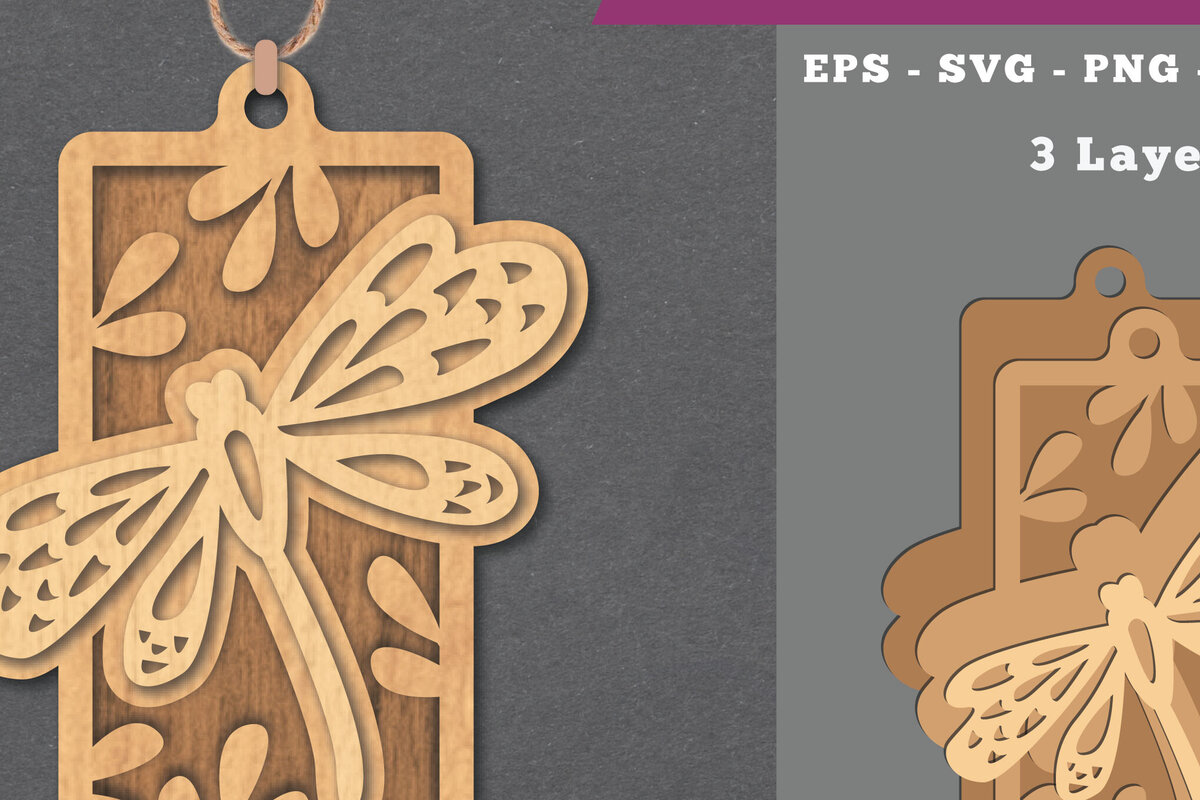 Intra απο ξύλο plywood 3mm-4mm πάχος - Στολίδι κοπής με λέιζερ Dragonfly  4 Δίασταση 6x6 cm INTRAFABR-112130888