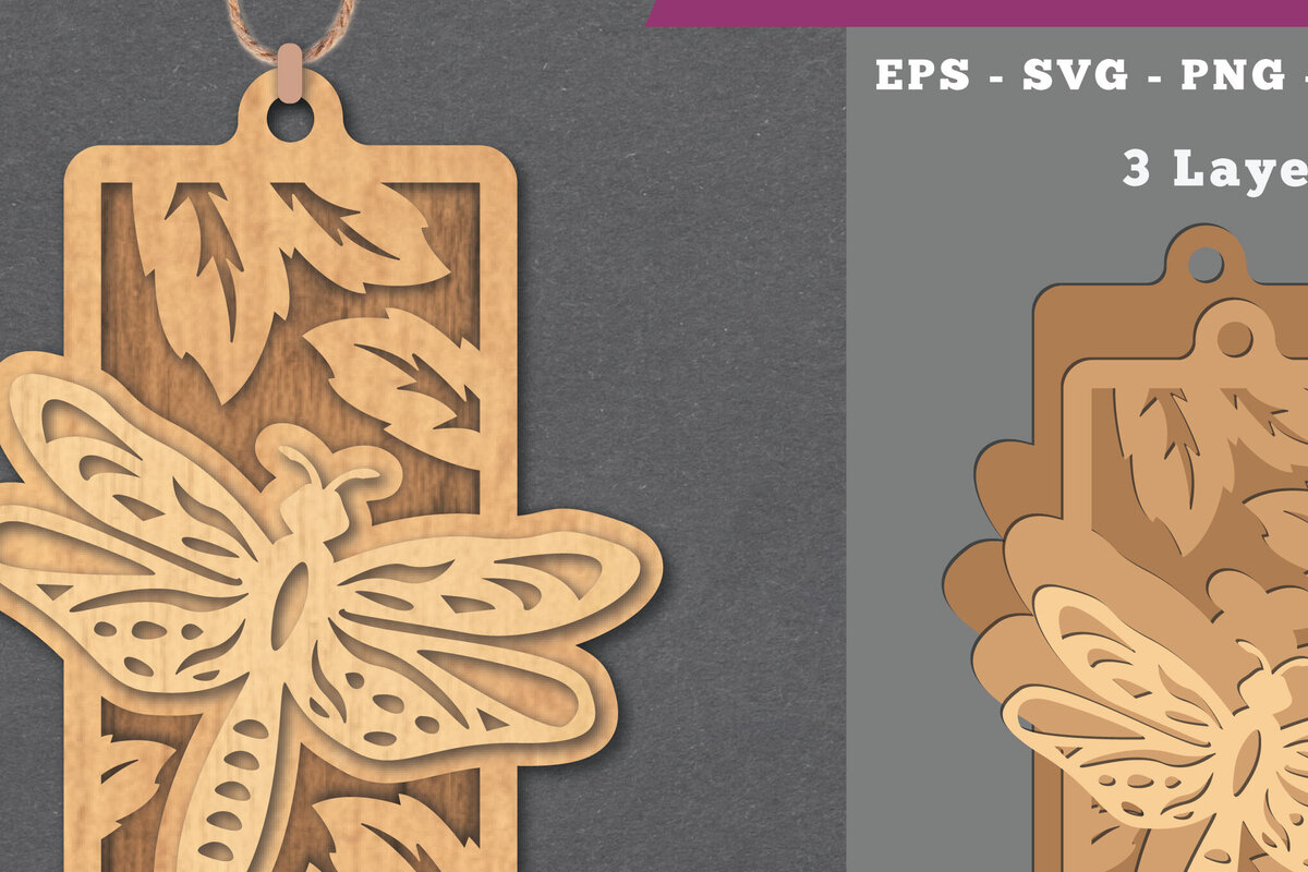 Intra απο ξύλο plywood 3mm-4mm πάχος - Στολίδι κοπής με λέιζερ Dragonfly  5 Δίασταση 6x6 cm INTRAFABR-112131054