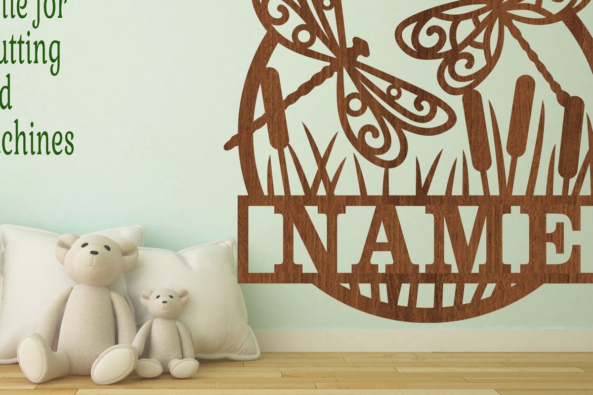 Intra απο ξύλο plywood 3mm-4mm πάχος - Σημάδι ονόματος Dragonfly  Templa κοπής με λέιζερ Δίασταση 30x20 cm INTRAFABR-71410145