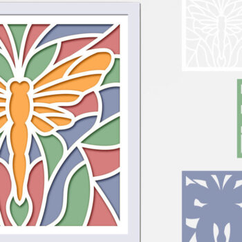 Intra απο ξύλο plywood 3mm-4mm πάχος - Dragonfly βιτρό 3d Shadow Box Δίασταση 8x8 cm INTRAFABR-72826184 - Image 1