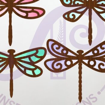 Intra απο ξύλο plywood 3mm-4mm πάχος - Dragonfly δύο επιπέδων κοπής με λέιζερ Δίασταση 30x20 cm INTRAFABR-123525265 - Image 1