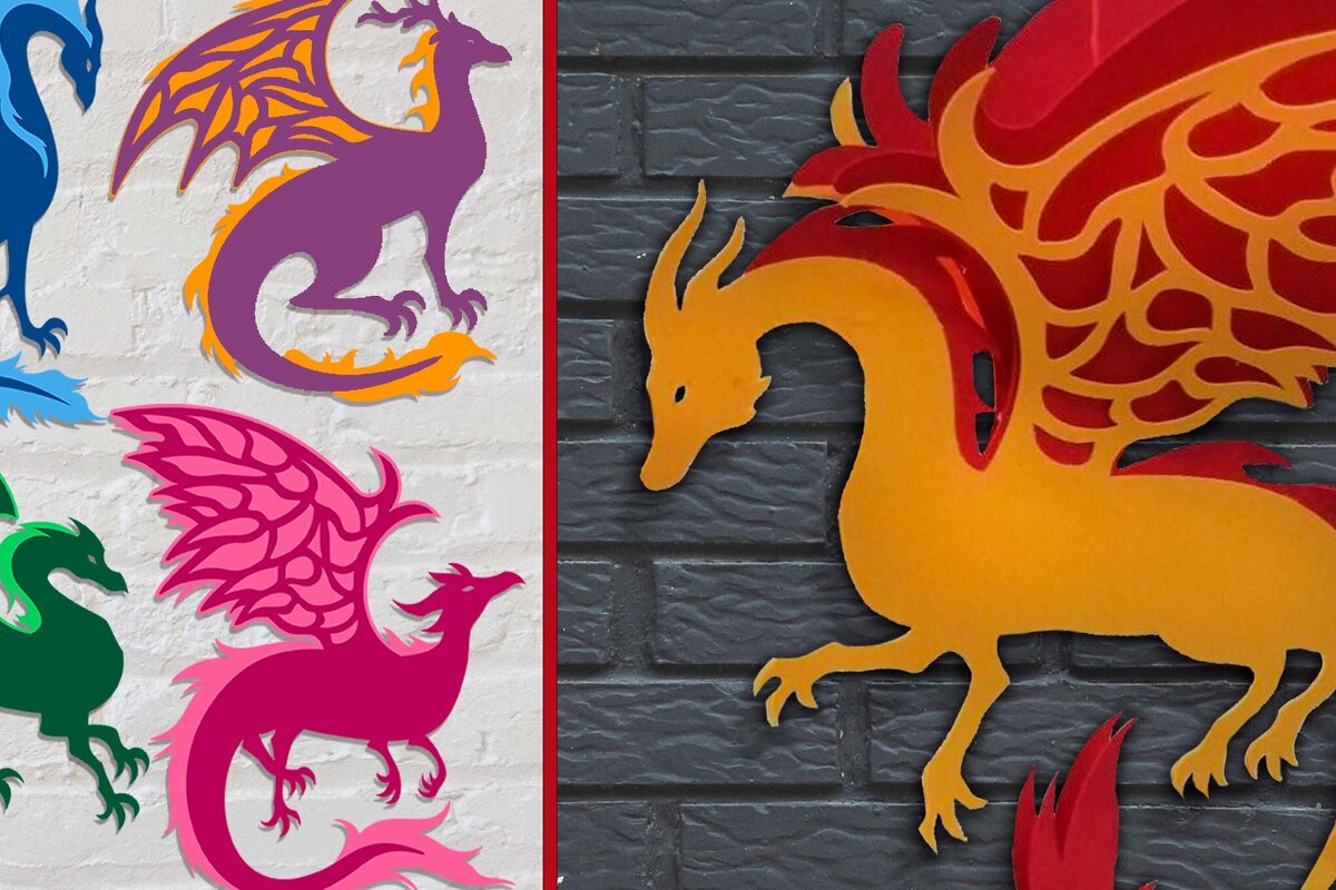 Intra απο ξύλο plywood 3mm-4mm πάχος - Dragons Bundle  Δίασταση 30x20 cm INTRAFABR-76985817