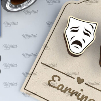 Intra απο ξύλο plywood 3mm-4mm πάχος - Δράμα Σκουλαρίκια Laser Cut Design Δίασταση 3x3 cm INTRAFABR-104759733 - Image 1