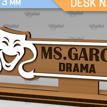 Intra απο ξύλο plywood 3mm-4mm πάχος - Drama Teacher Desk Name Plate Laser Cut Δίασταση 30x20 cm INTRAFABR-103440731 - Image 1