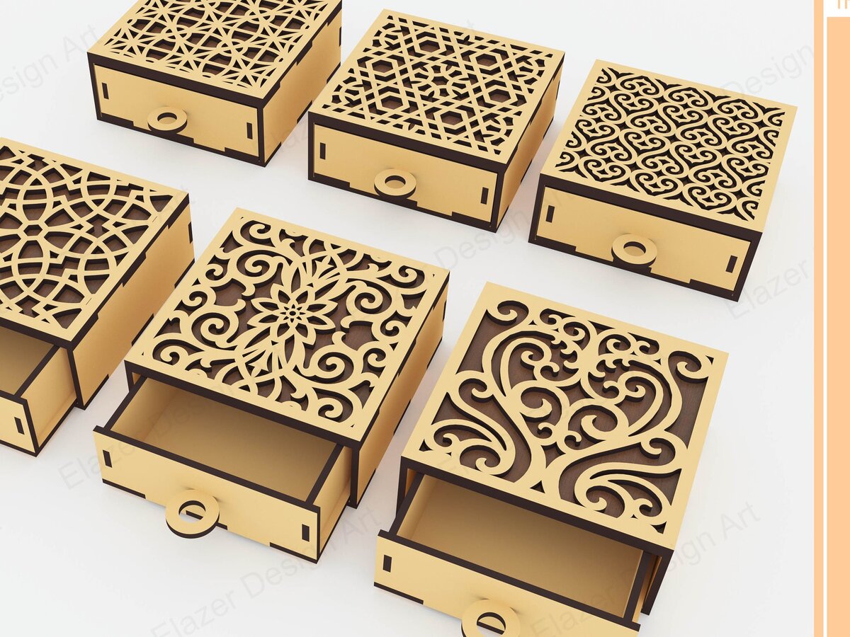 Intra απο ξύλο plywood 3mm-4mm πάχος - Αρχεία  Cut Laser Box Drawer Box Δίασταση 100x100 cm INTRAFABR-72392558