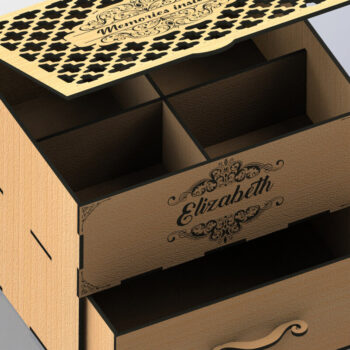 Intra απο ξύλο plywood 3mm-4mm πάχος - Αρχεία  Laser Organizer συρταριέρα Δίασταση 20x20 cm INTRAFABR-79576929 - Image 3