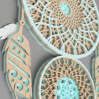 Intra απο ξύλο plywood 3mm-4mm πάχος - Dream Catcher 3D Layered Laser Cut Δίασταση 30x30 cm INTRAFABR-49522260 - Image 1
