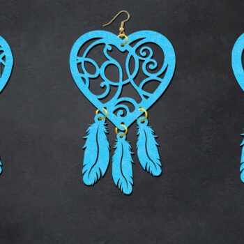 Intra απο ξύλο plywood 3mm-4mm πάχος - Σκουλαρίκια Dreamcatcher Δίασταση 3x3 cm INTRAFABR-26351383 - Image 2