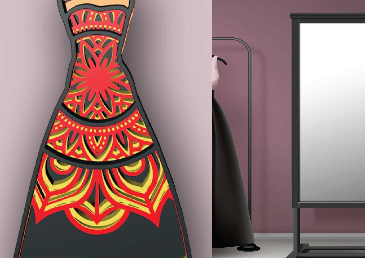 Intra απο ξύλο plywood 3mm-4mm πάχος - Φόρεμα, 5 στρώσεις, 3d Mandala Δίασταση 30x30 cm INTRAFABR-29905137