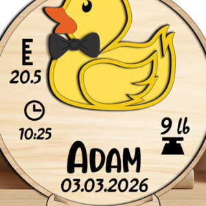 Intra απο ξύλο plywood 3mm-4mm πάχος - Duck Baby Ανακοίνωση Round Board  Δίασταση 30x20 cm INTRAFABR-117810202