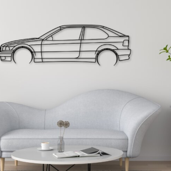 Intra απο ξύλο plywood 3mm-4mm πάχος - E36 Compact Laser Cut Car Silhouette Δίασταση 20x20 cm INTRAFABR-112045340 - Image 1