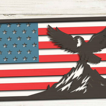 Intra απο ξύλο plywood 3mm-4mm πάχος - Eagle American Flag DIY Cut File Δίασταση 20x20 cm INTRAFABR-99397771 - Image 3