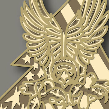 Intra απο ξύλο plywood 3mm-4mm πάχος - Eagle Multilayer /3D Patriotic Eagle Δίασταση 30x20 cm INTRAFABR-66199433 - Image 1