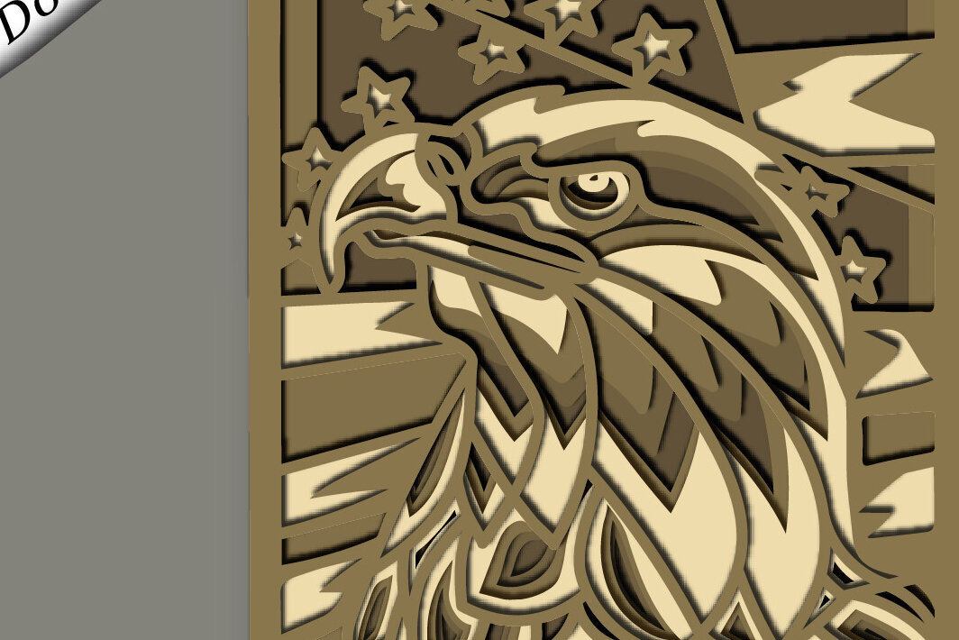 Intra απο ξύλο plywood 3mm-4mm πάχος - Eagle Multilayer / 3D Patriotic Eagle Δίασταση 30x20 cm INTRAFABR-64137052