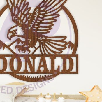 Intra απο ξύλο plywood 3mm-4mm πάχος - Eagle Name Sign Laser Δίασταση 30x20 cm INTRAFABR-103547556 - Image 1