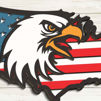 Intra απο ξύλο plywood 3mm-4mm πάχος - Eagle USA Χάρτης American Flag Δίασταση 20x20 cm INTRAFABR-99397497 - Image 2