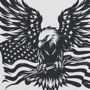 Intra απο ξύλο plywood 3mm-4mm πάχος - Μπλουζάκι αετός με αμερικανική σημαία  Δίασταση 40x50 cm INTRAFABR-97939916