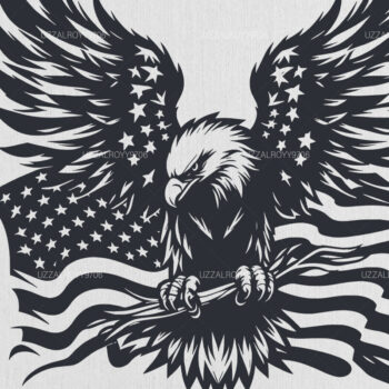 Intra απο ξύλο plywood 3mm-4mm πάχος - Μπλουζάκι αετός με αμερικανική σημαία Δίασταση 40x50 cm INTRAFABR-97939916 - Image 1