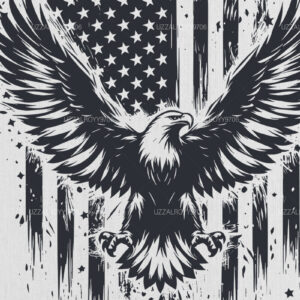 Intra απο ξύλο plywood 3mm-4mm πάχος - Μπλουζάκι αετός με αμερικανική σημαία  Δίασταση 40x50 cm INTRAFABR-97940268