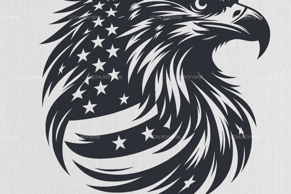 Intra απο ξύλο plywood 3mm-4mm πάχος - Μπλουζάκι αετός με αμερικανική σημαία  Δίασταση 40x50 cm INTRAFABR-97940391