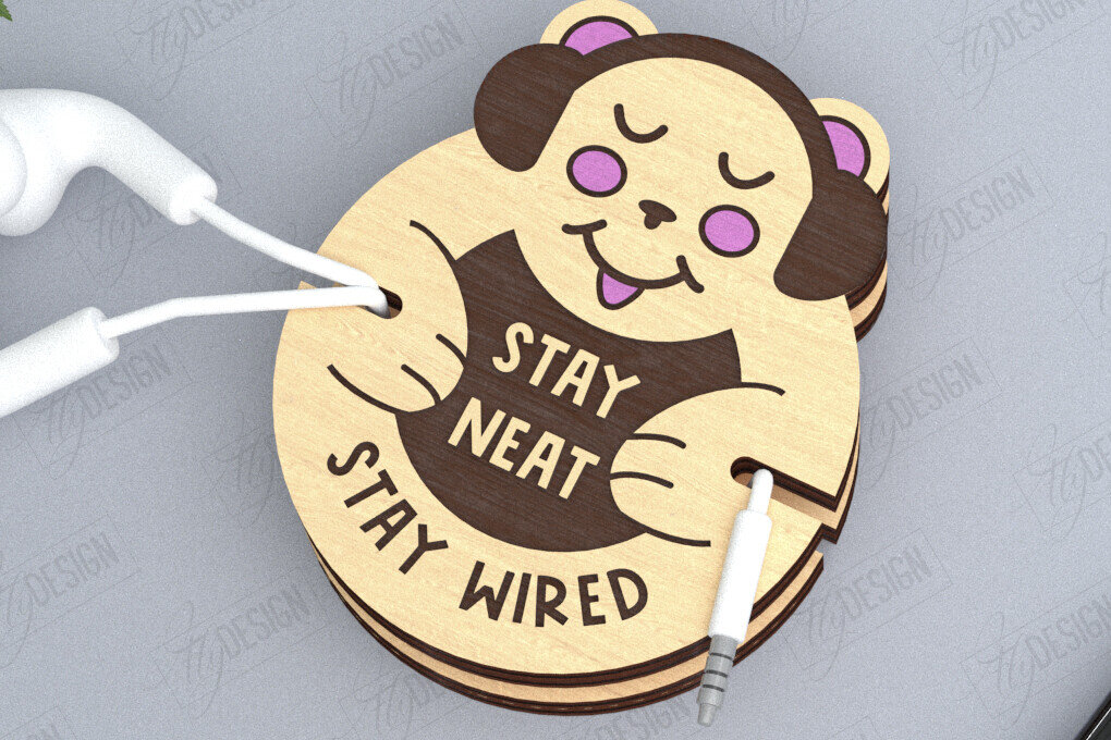 Intra απο ξύλο plywood 3mm-4mm πάχος - Ακουστικό Cord Organizer Cut Laser | CNC Δίασταση 20x20 cm INTRAFABR-119898095