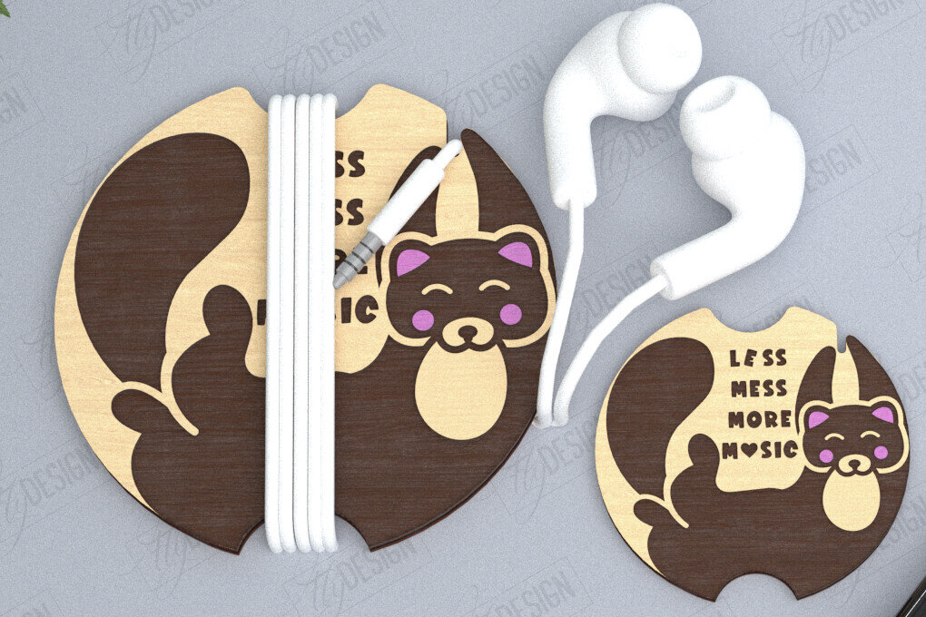 Intra απο ξύλο plywood 3mm-4mm πάχος - Ακουστικό Cord Organizer Cut Laser | CNC Δίασταση 20x20 cm INTRAFABR-120134270