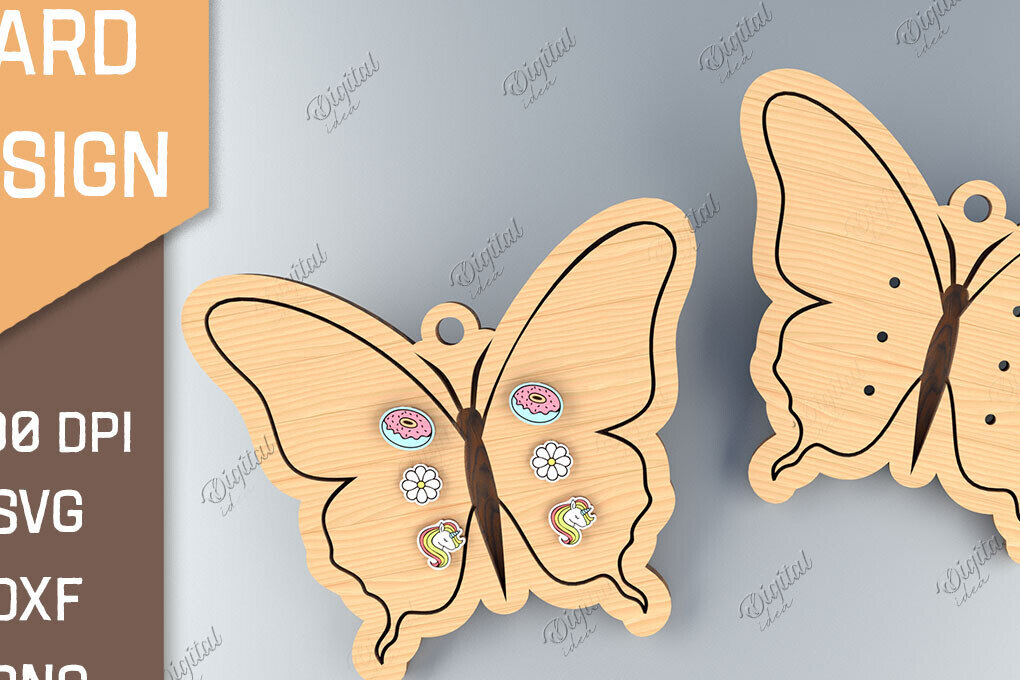 Intra απο ξύλο plywood 3mm-4mm πάχος - Κάρτα σκουλαρίκι Lasercut. 3D Butterfly  Δίασταση 3x3 cm INTRAFABR-85700814