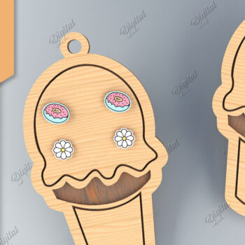 Intra απο ξύλο plywood 3mm-4mm πάχος - Κάρτα σκουλαρίκι Lasercut. 3D Ice Cream  Δίασταση 3x3 cm INTRAFABR-85701335 - Image 1