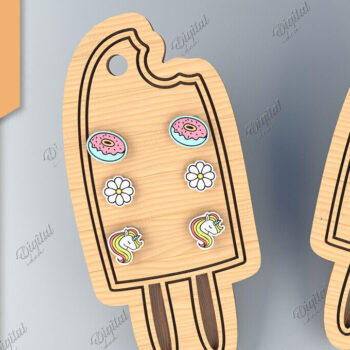 Intra απο ξύλο plywood 3mm-4mm πάχος - Κάρτα σκουλαρίκι Lasercut. 3D Ice Cream  Δίασταση 3x3 cm INTRAFABR-85701051 - Image 1