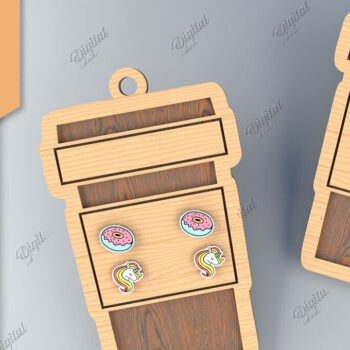 Intra απο ξύλο plywood 3mm-4mm πάχος - Κάρτα σκουλαρίκι Lasercut. 3D Latte  Δίασταση 3x3 cm INTRAFABR-85701302 - Image 1