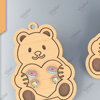 Intra απο ξύλο plywood 3mm-4mm πάχος - Κάρτα σκουλαρίκι Lasercut. 3D Teddy Bear  Δίασταση 3x3 cm INTRAFABR-85701359 - Image 1