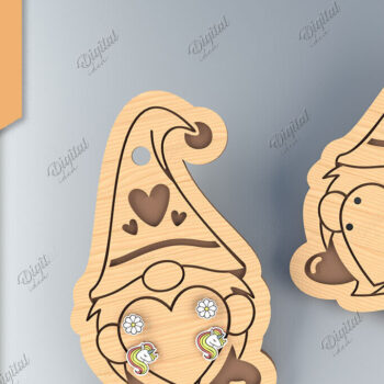 Intra απο ξύλο plywood 3mm-4mm πάχος - Κάρτα σκουλαρίκι Lasercut. Layared Gnome  Δίασταση 3x3 cm INTRAFABR-85700672 - Image 1