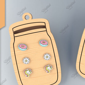 Intra απο ξύλο plywood 3mm-4mm πάχος - Κάρτα σκουλαρίκι . 3D Layared Card Laser Δίασταση 3x3 cm INTRAFABR-85701158 - Image 1