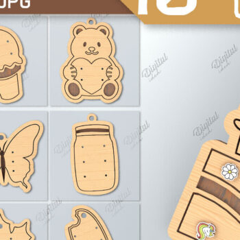 Intra απο ξύλο plywood 3mm-4mm πάχος - Πακέτο κάρτας σκουλαρίκι . 3D Layared Card Δίασταση 3x3 cm INTRAFABR-85476177 - Image 1