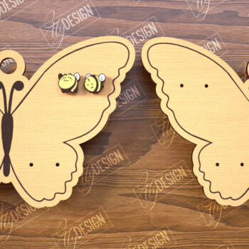 Intra απο ξύλο plywood 3mm-4mm πάχος - Εμφάνιση σκουλαρικιών | Σε σχήμα πεταλούδας | CNC Δίασταση 3x3 cm INTRAFABR-102524918 - Image 1