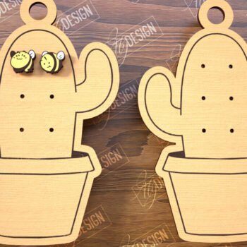 Intra απο ξύλο plywood 3mm-4mm πάχος - Εμφάνιση σκουλαρικιών | Οθόνη σε σχήμα κάκτου Δίασταση 3x3 cm INTRAFABR-102524928 - Image 1