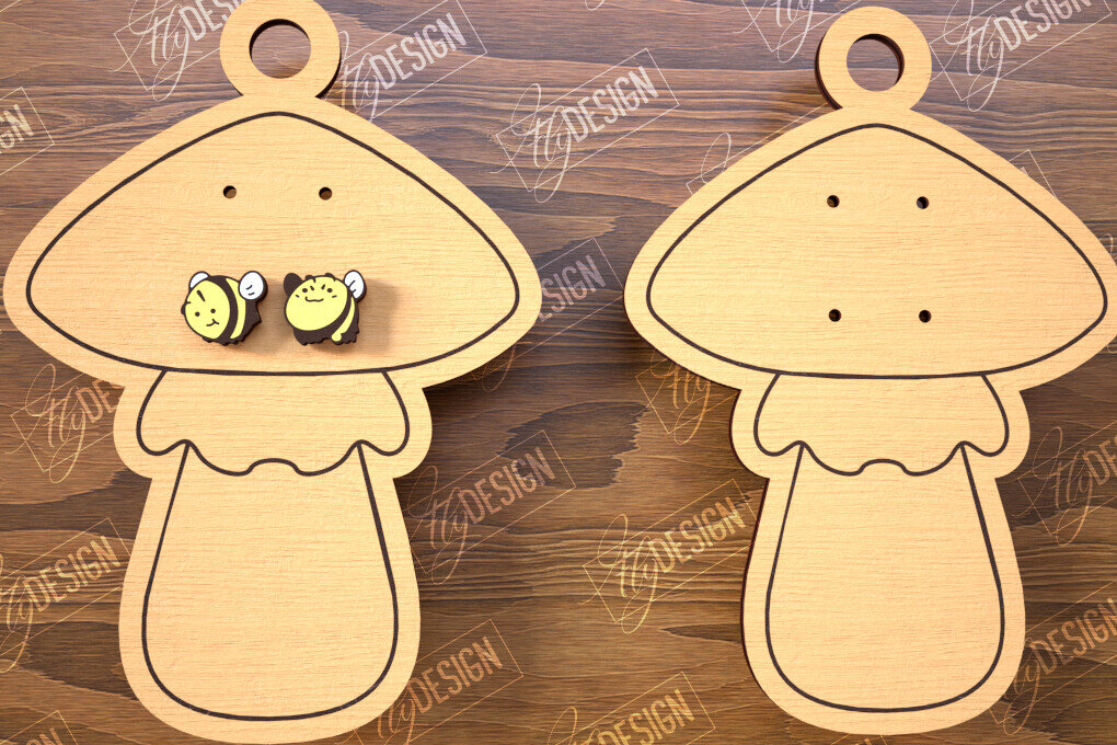 Intra απο ξύλο plywood 3mm-4mm πάχος - Οθόνη σκουλαρικιών |Οθόνη σε σχήμα μανιταριού Δίασταση 3x3 cm INTRAFABR-102524955