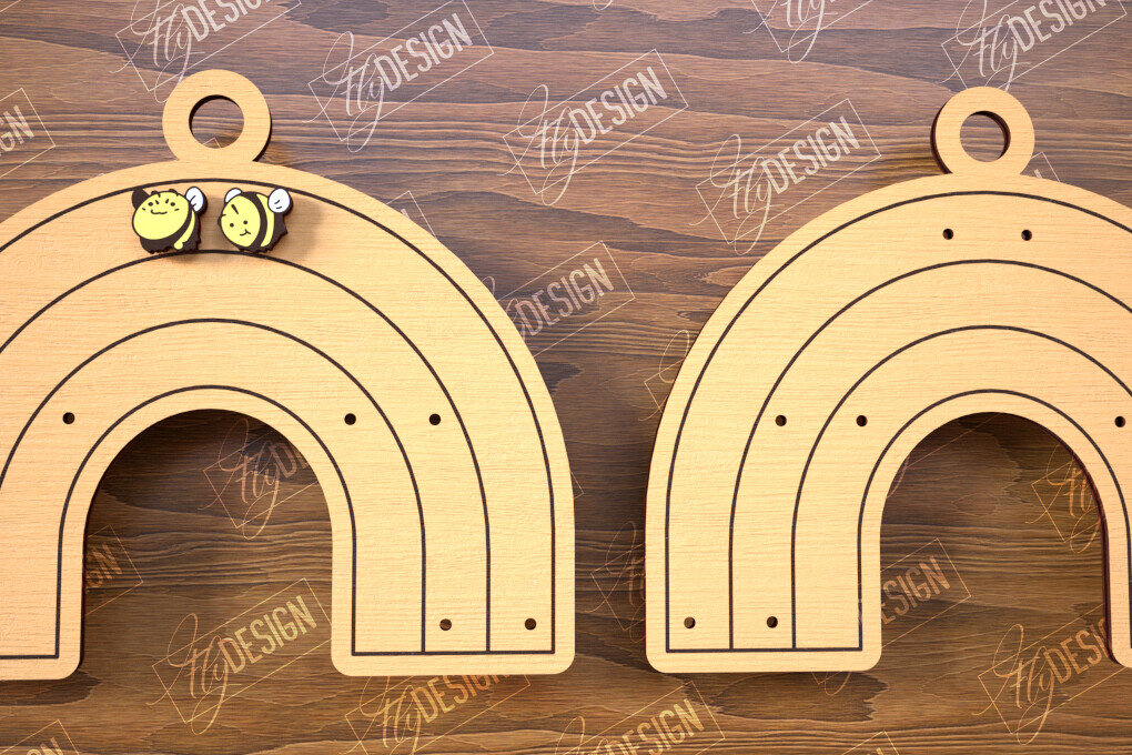 Intra απο ξύλο plywood 3mm-4mm πάχος - Εμφάνιση σκουλαρικιών | Οθόνη σε σχήμα ουράνιου τόξου Δίασταση 3x3 cm INTRAFABR-102524784