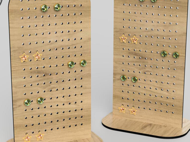 Intra απο ξύλο plywood 3mm-4mm πάχος - Στάση οθόνης σκουλαρικιών για  κοπής με λέιζερ Δίασταση 3x3 cm INTRAFABR-108550298