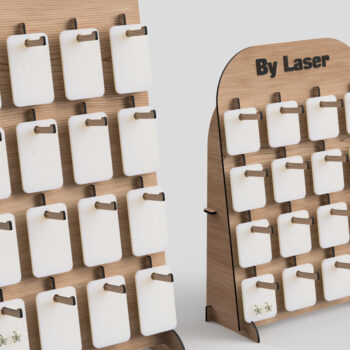 Intra απο ξύλο plywood 3mm-4mm πάχος - Στάση οθόνης σκουλαρικιών,  με λέιζερ Δίασταση 3x3 cm INTRAFABR-99394375 - Image 1