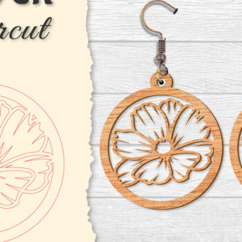 Intra απο ξύλο plywood 3mm-4mm πάχος - Σκουλαρίκι Flower cut Laser Δίασταση 3x3 cm INTRAFABR-122656044 - Image 3