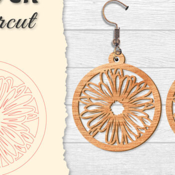 Intra απο ξύλο plywood 3mm-4mm πάχος - Σκουλαρίκι Flower cut Laser Δίασταση 3x3 cm INTRAFABR-122656044 - Image 4