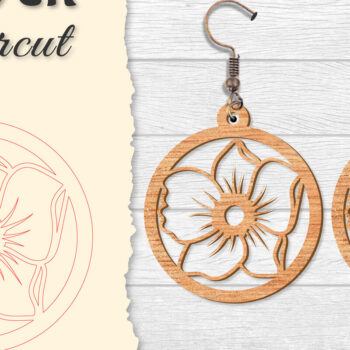 Intra απο ξύλο plywood 3mm-4mm πάχος - Σκουλαρίκι Flower cut Laser Δίασταση 3x3 cm INTRAFABR-122656044 - Image 8